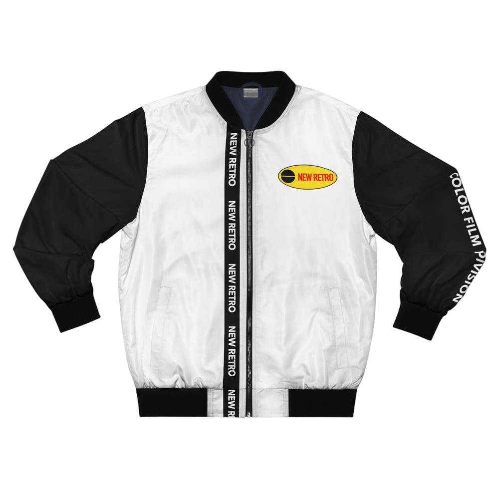 Color Film Bomber 1983 front, white body with black sleeves