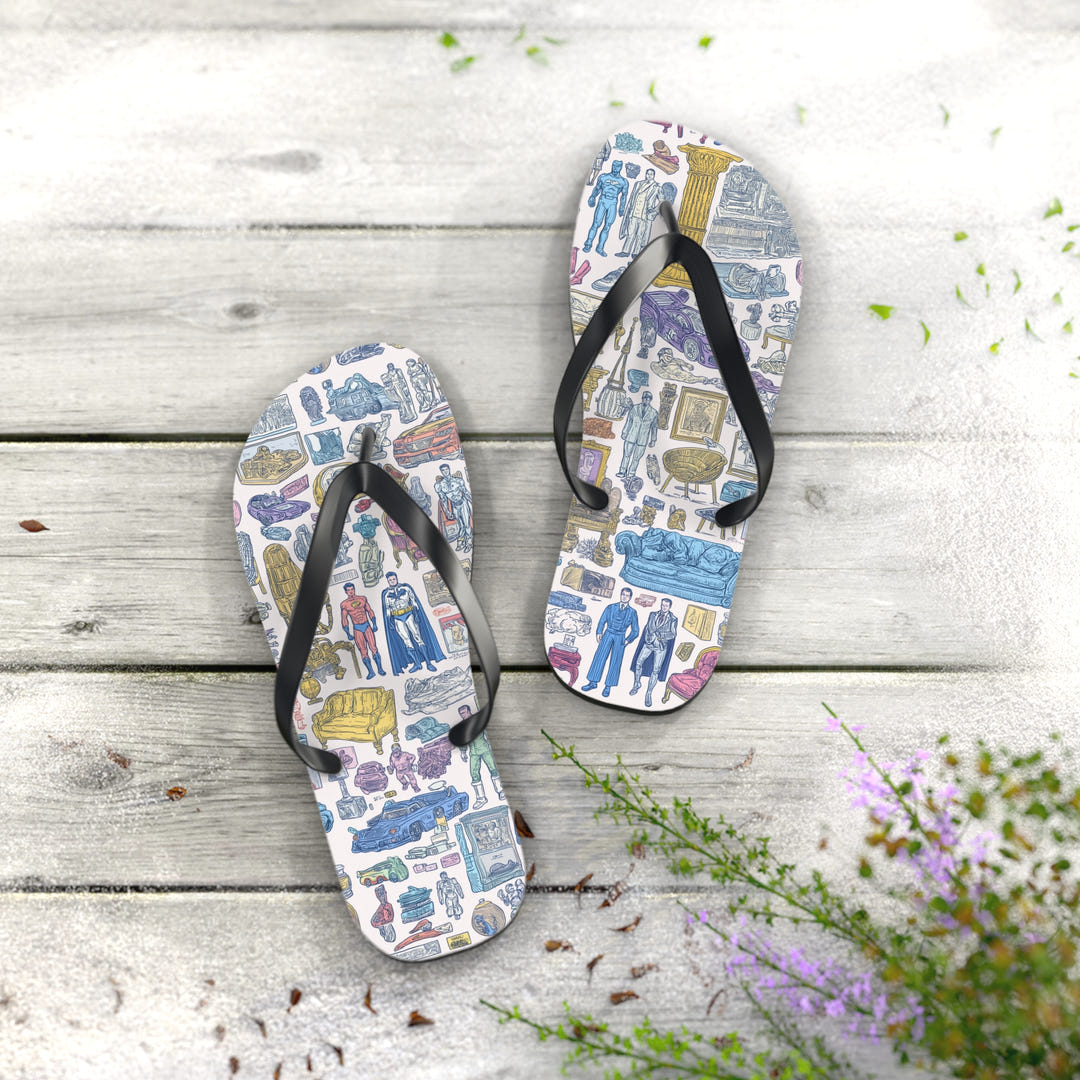 Retro Heroes Flip Flops