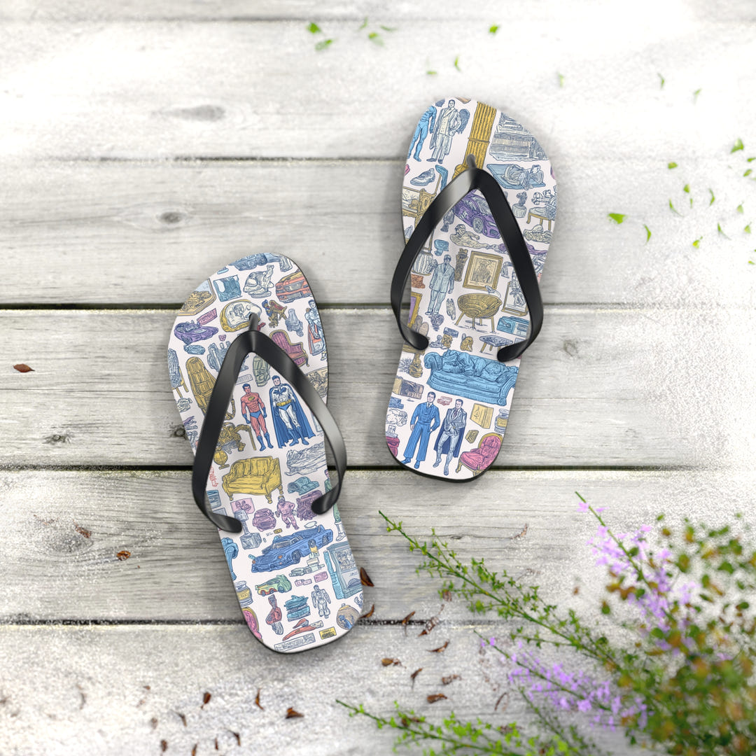 Retro Heroes Flip Flops