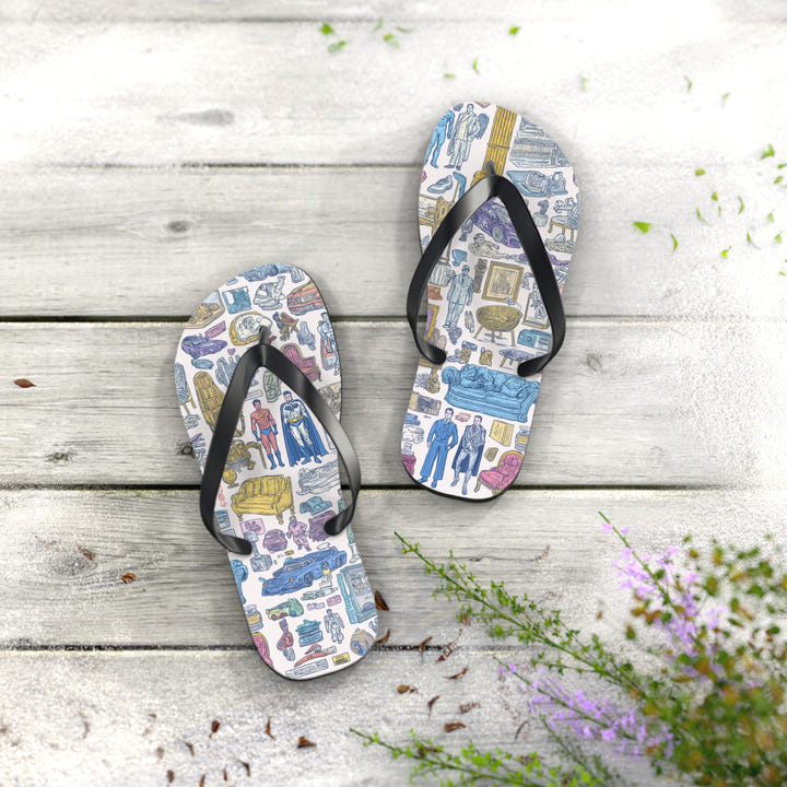 Retro Heroes Flip Flops