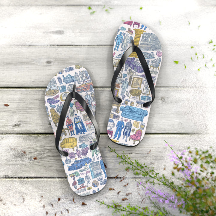 Retro Heroes Flip Flops