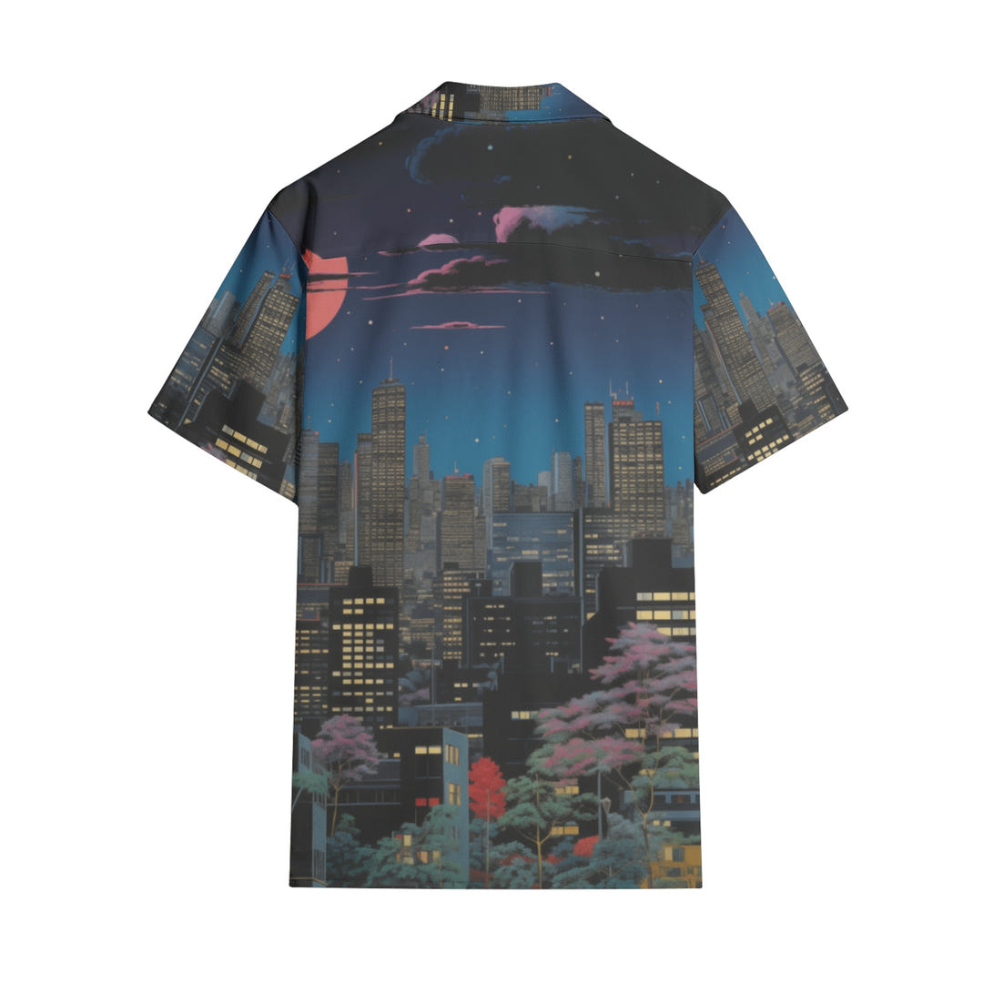 City Night Shirt 1986, 80s city skyline print short sleeve shirt, view 3