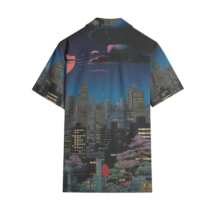 City Night Shirt 1986, 80s city skyline print short sleeve shirt, view 3