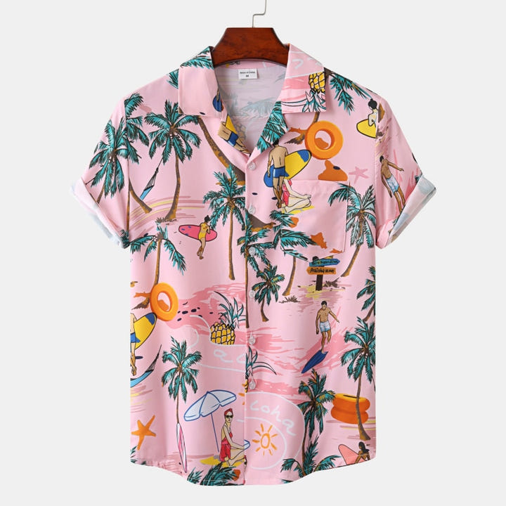 Retro Hawaiian Shirt 1983, 80s Hawaiian floral short sleeve shirt, view 3