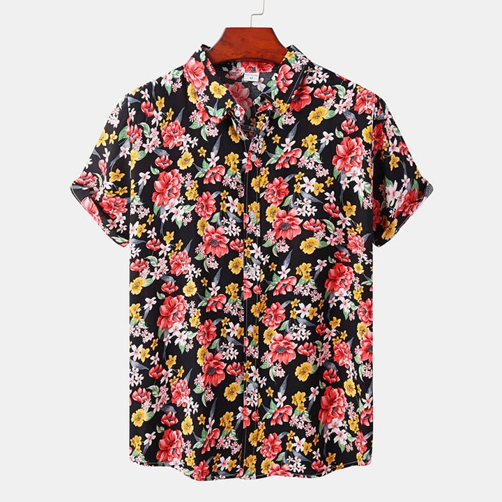 Retro Hawaiian Shirt 1983, 80s Hawaiian floral short sleeve shirt, view 7