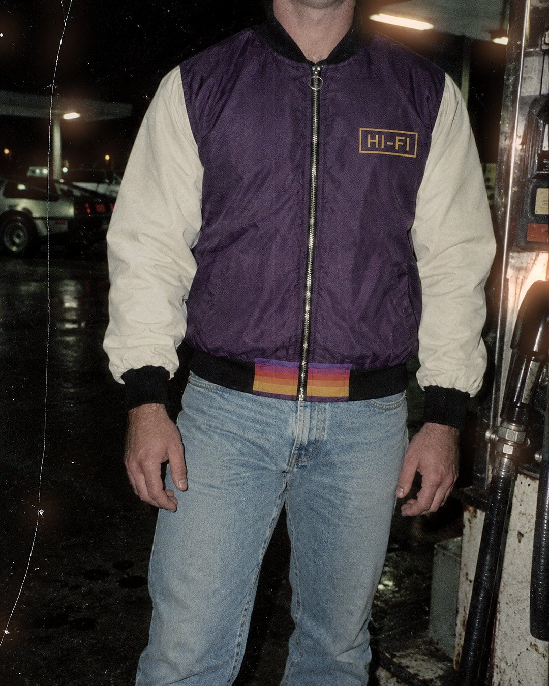 Plum Night Bomber 1984 at a gas station at night
