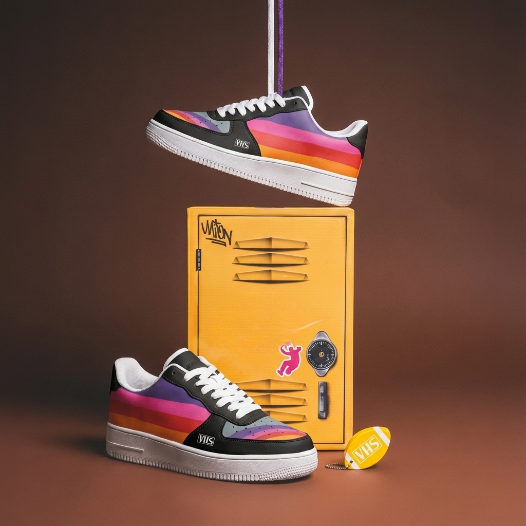 Low Top 1988 VHS T-120 Retrowave Black Sneakers