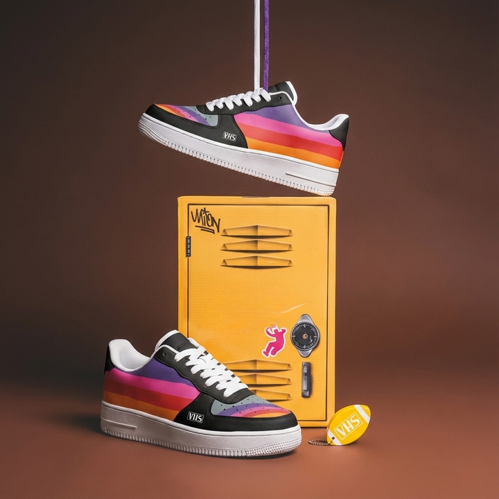 Low Top 1988 VHS T-120 Retrowave Black Sneakers