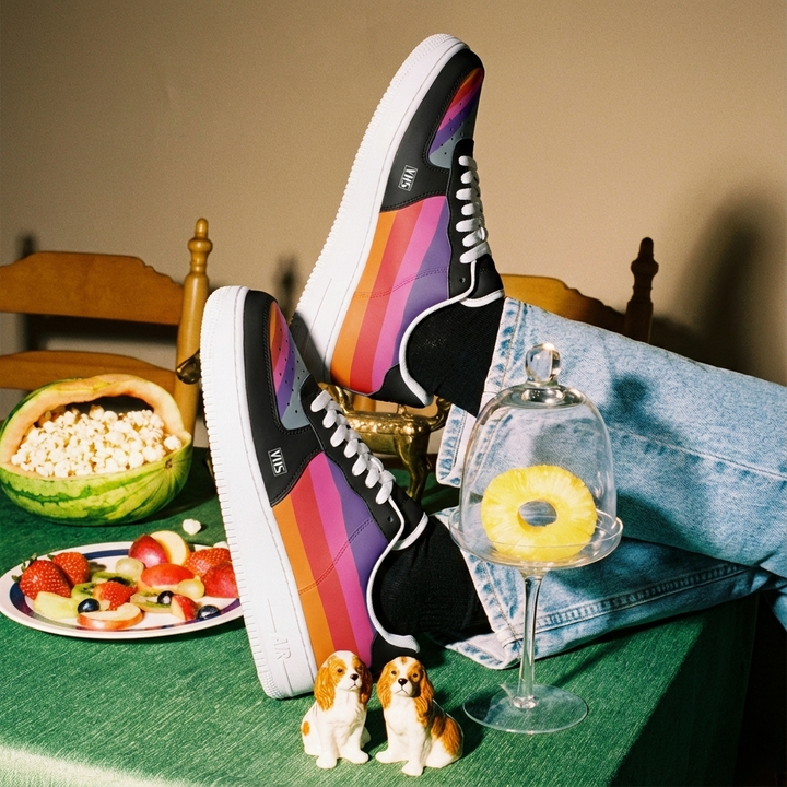 Low Top 1988 VHS T-120 Retrowave Black Sneakers