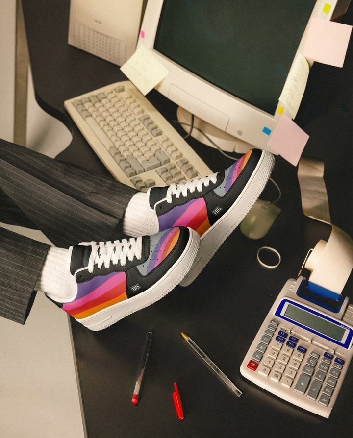 Low Top 1988 VHS T-120 Retrowave Black Sneakers