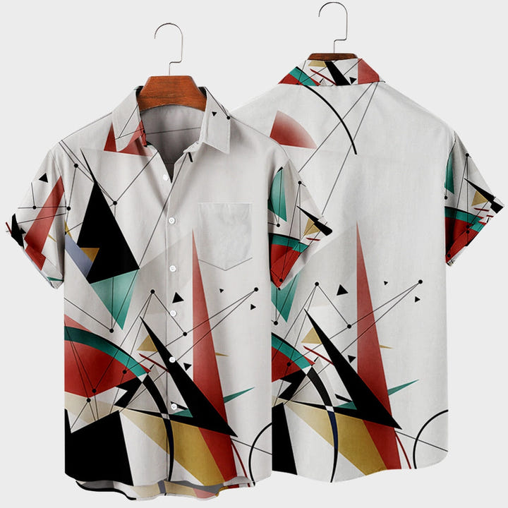 Abstract Pattern Shirt 1983, 80s abstract print short sleeve shirt, view 2