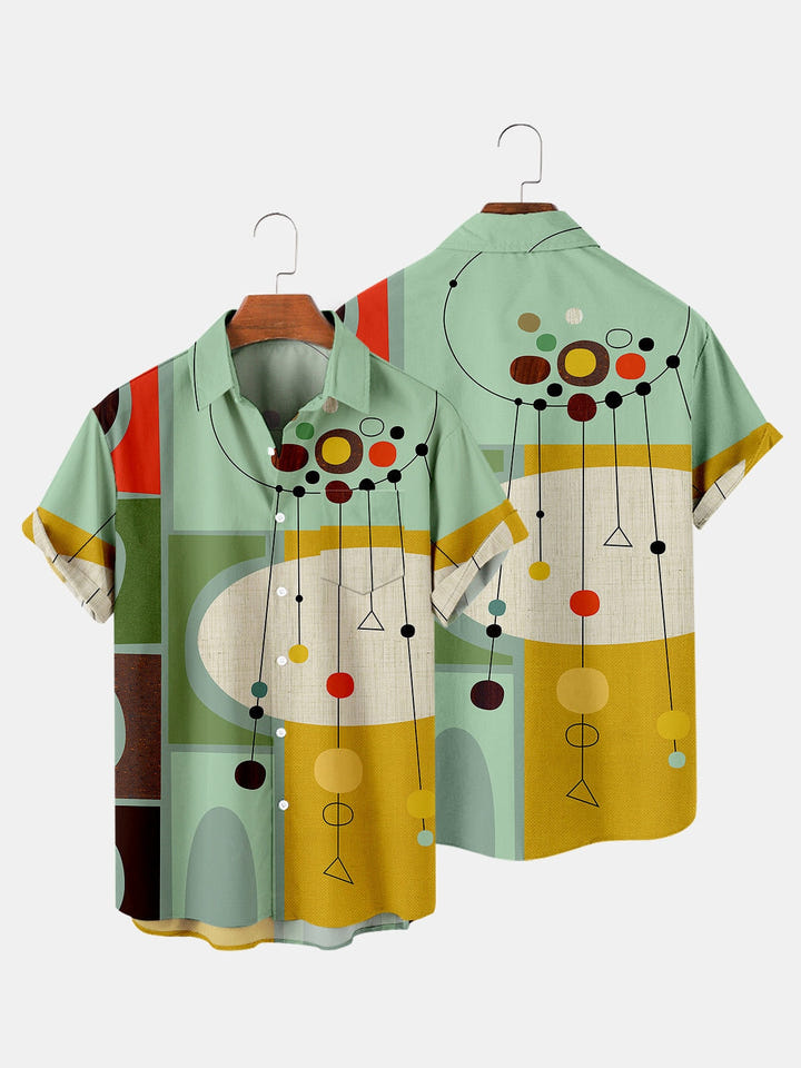 Abstract Pattern Shirt 1983, 80s abstract print short sleeve shirt, view 3