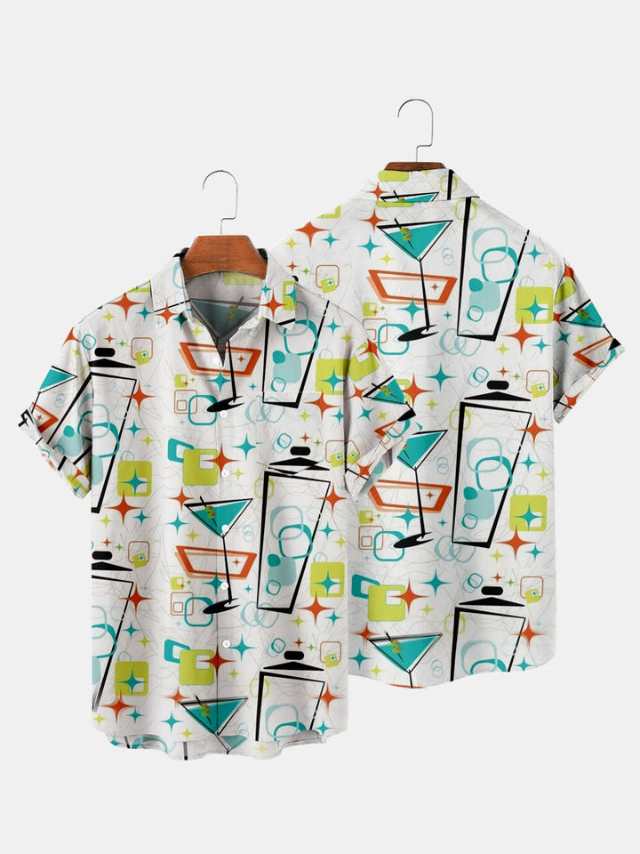 Abstract Pattern Shirt 1983, 80s abstract print short sleeve shirt, view 5