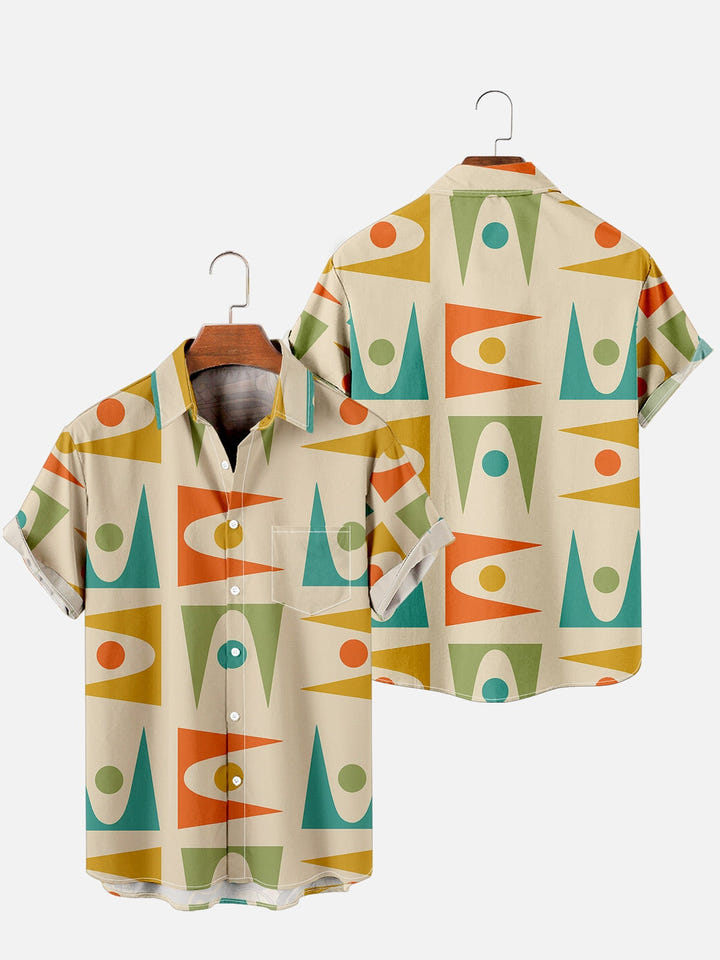 Abstract Pattern Shirt 1983, 80s abstract print short sleeve shirt, view 7
