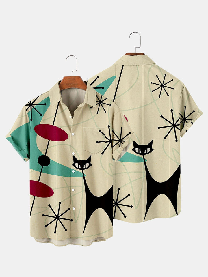 Abstract Pattern Shirt 1983, 80s abstract print short sleeve shirt, view 8