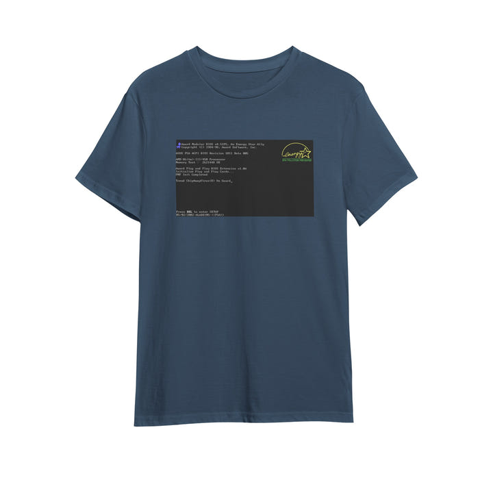 BIOS T-Shirt, Black tee with BIOS boot screen print, view 8