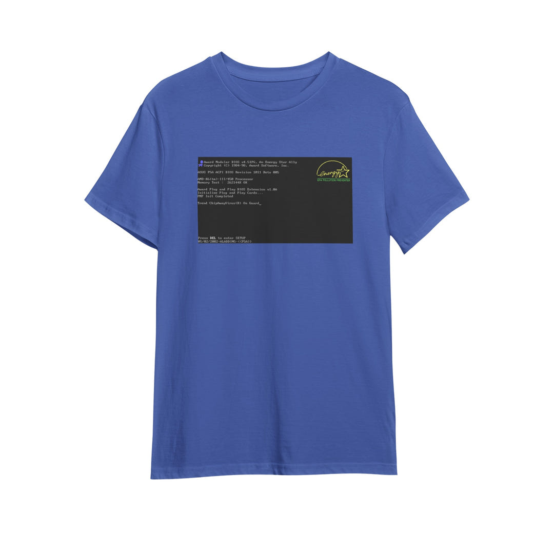 BIOS T-Shirt, Black tee with BIOS boot screen print, view 9