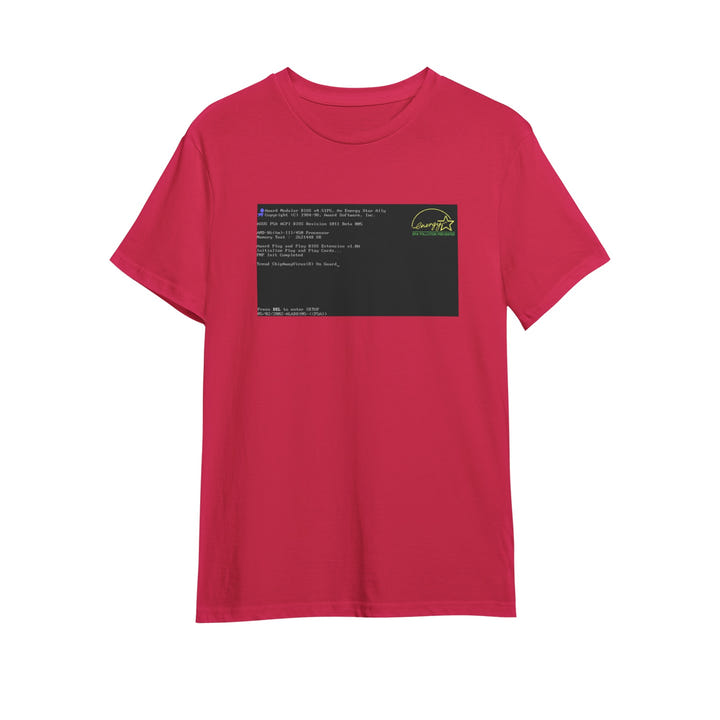 BIOS T-Shirt, Black tee with BIOS boot screen print, view 10