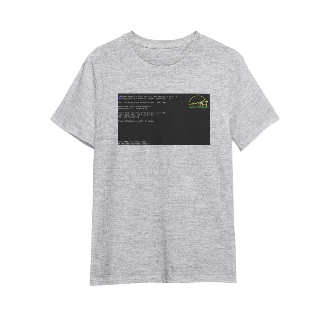 BIOS T-Shirt, Black tee with BIOS boot screen print, view 11