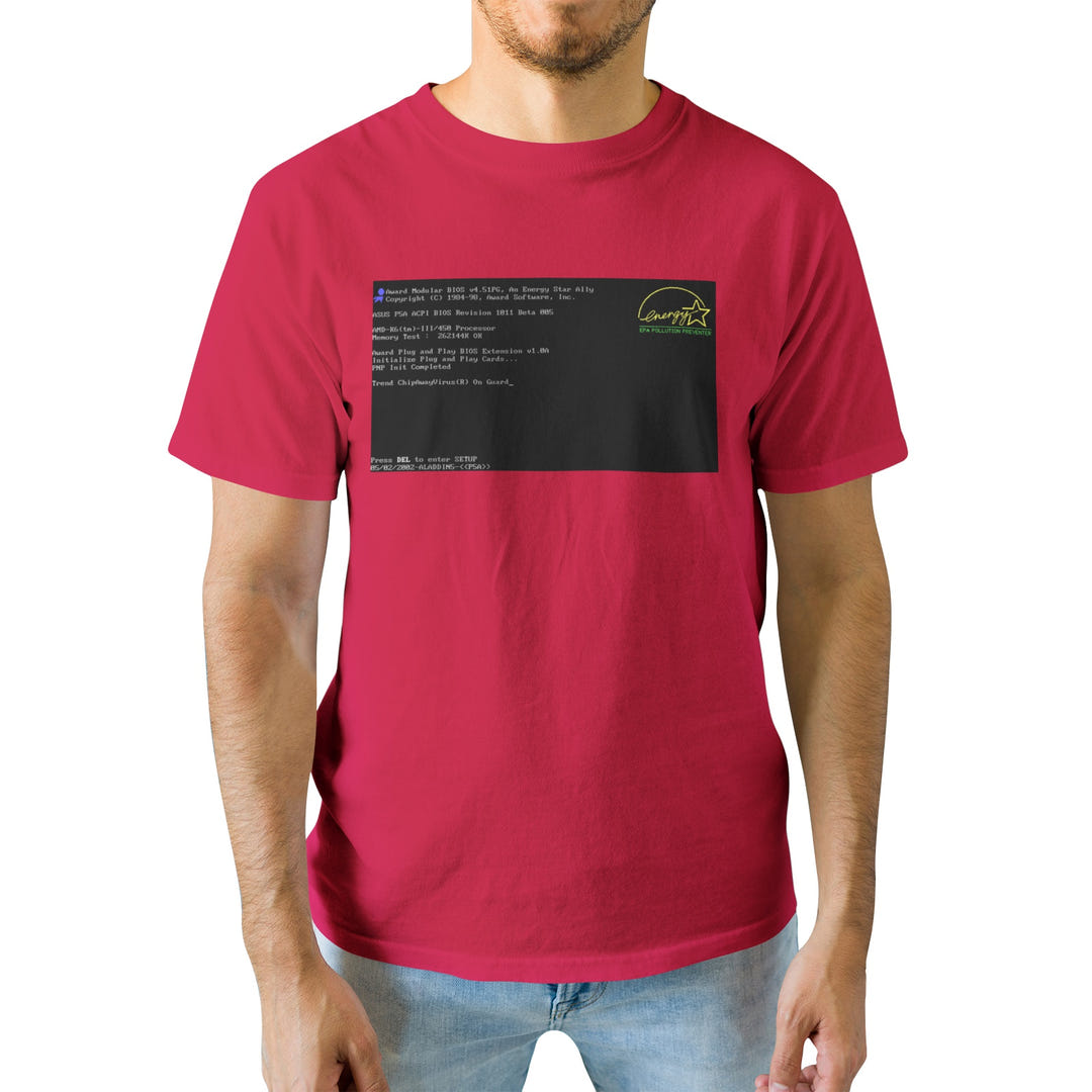 BIOS T-Shirt, Black tee with BIOS boot screen print, view 21