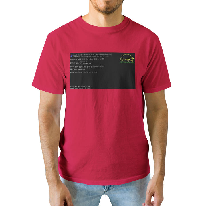 BIOS T-Shirt, Black tee with BIOS boot screen print, view 21