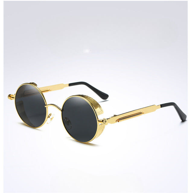 Gold Metal Polarized Gothic Steampunk Sunglasses - Newretro.Net