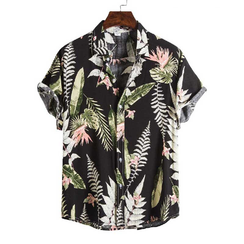 Flamingo Floral Shirt 1982, 80s tropical floral short sleeve shirt, view 12
