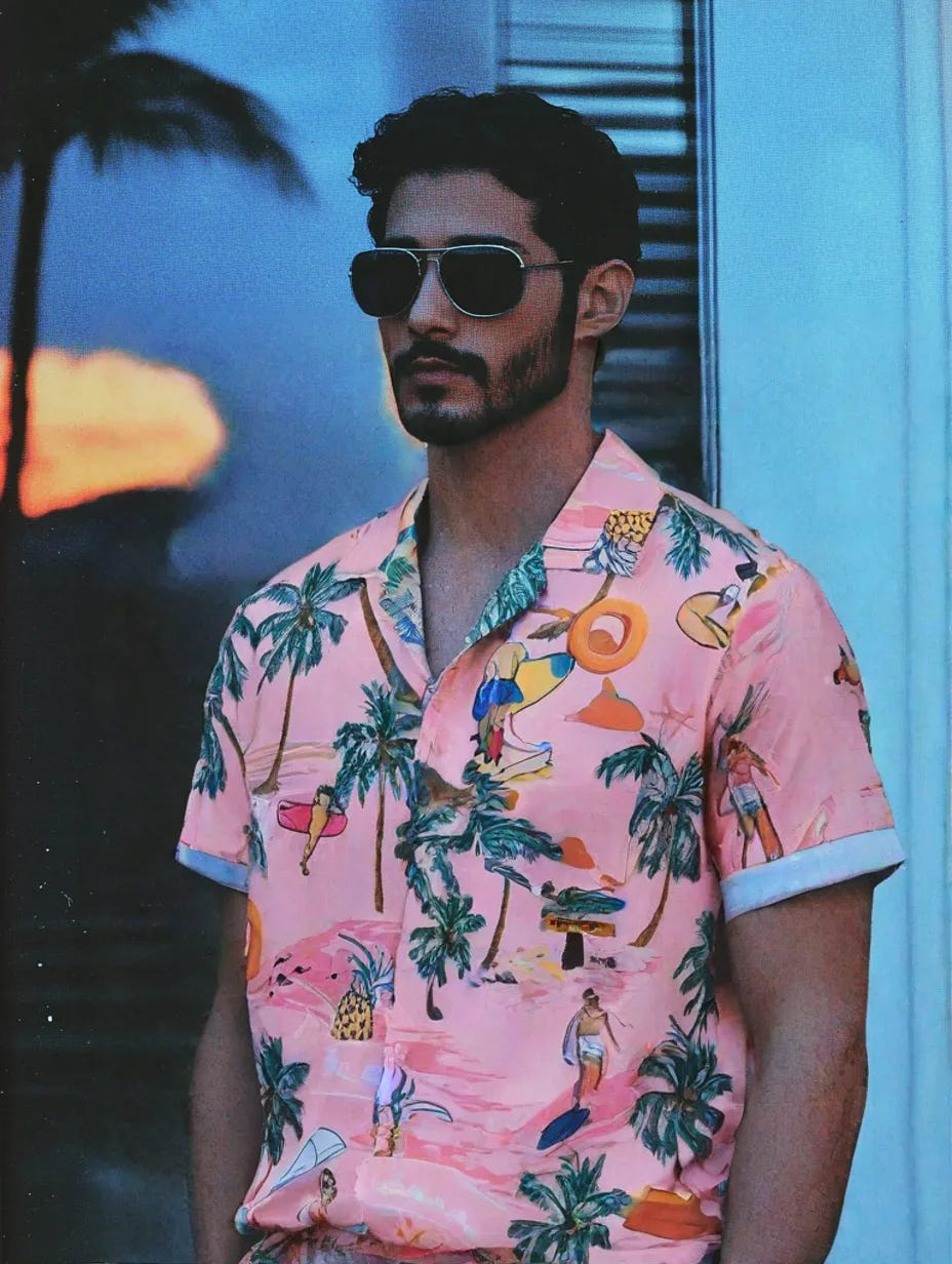 Retro Hawaiian Shirt 1983, 80s Hawaiian floral short sleeve shirt, view 4