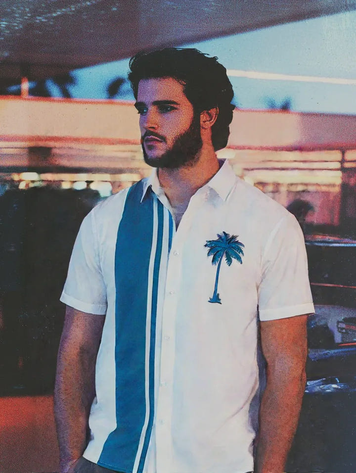 Retrowave Shirt 1985, 80s retrowave palm print shirt, view 5