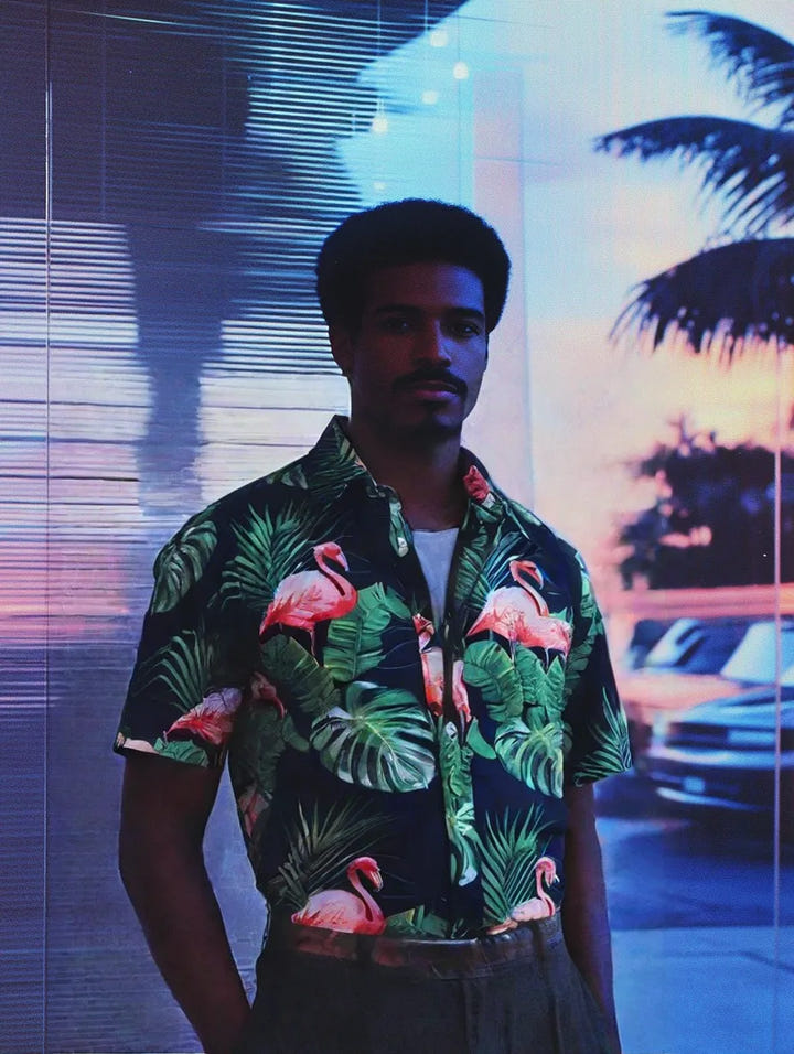 Venice Beach Shirt 1981, 80s Venice Beach tropical shirt, view 5