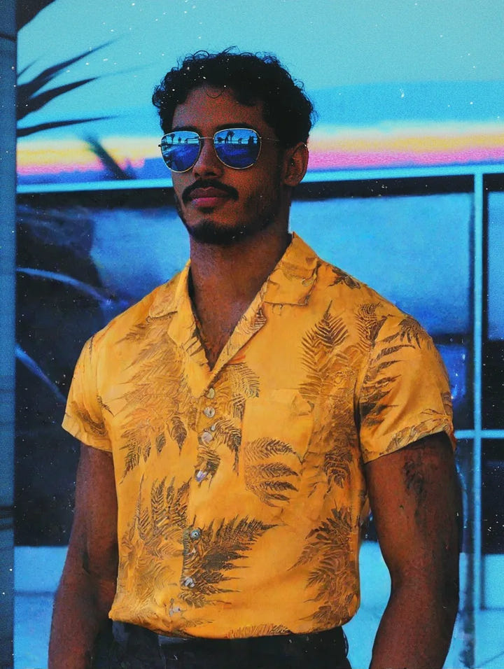 Flamingo Floral Shirt 1982, 80s tropical floral short sleeve shirt, view 7