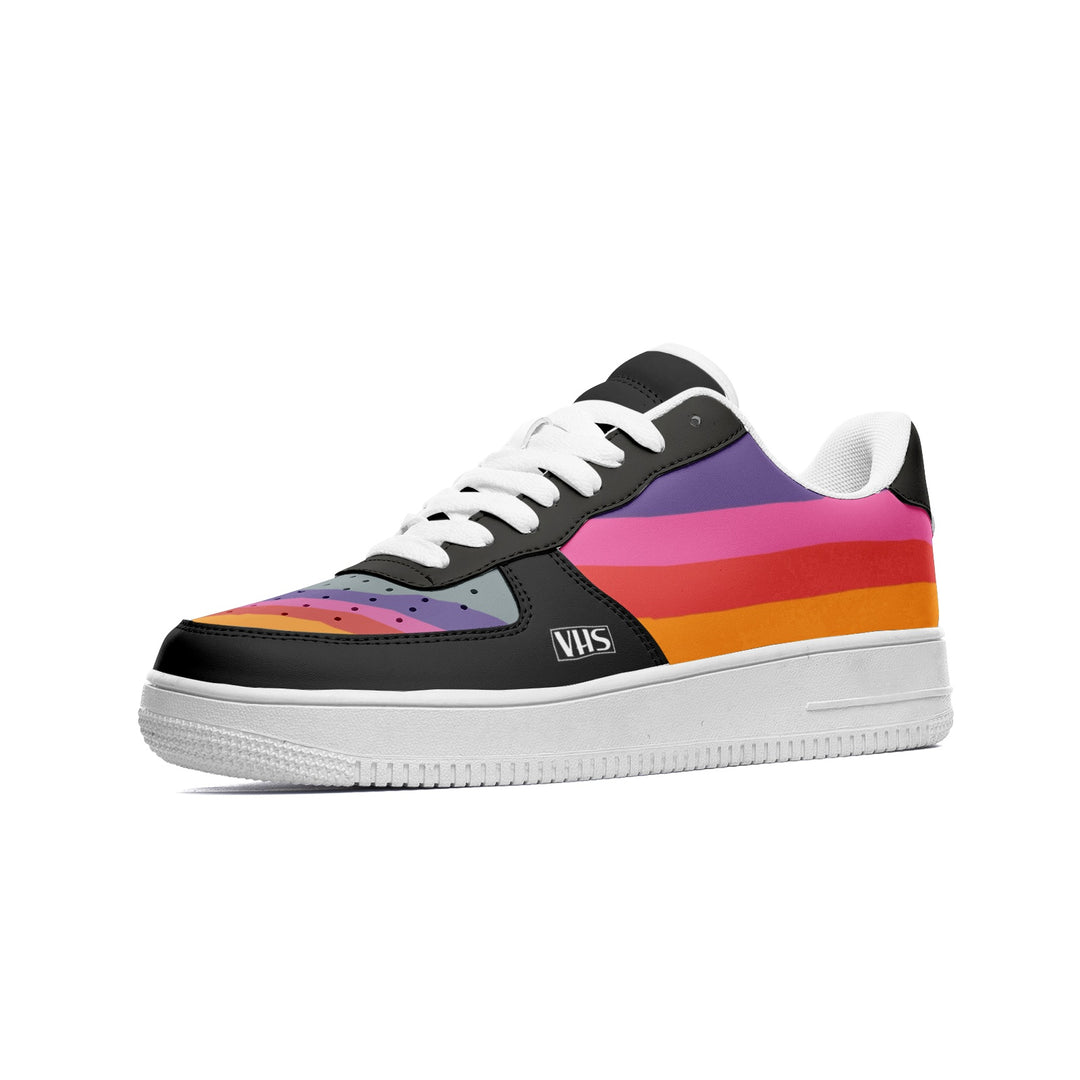 Low Top 1988 VHS T-120 Retrowave Black Sneakers - Newretro.Net