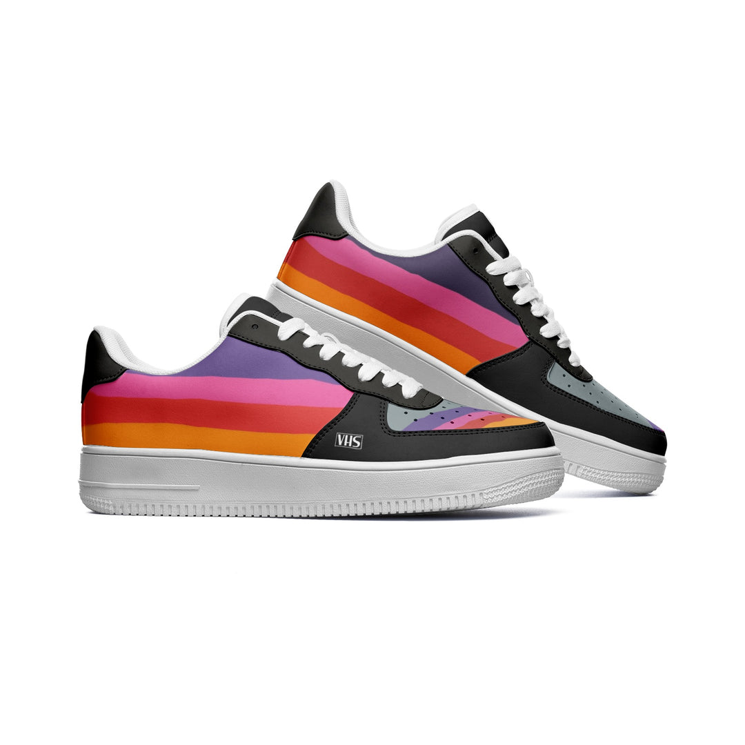 Low Top 1988 VHS T-120 Retrowave Black Sneakers - Newretro.Net