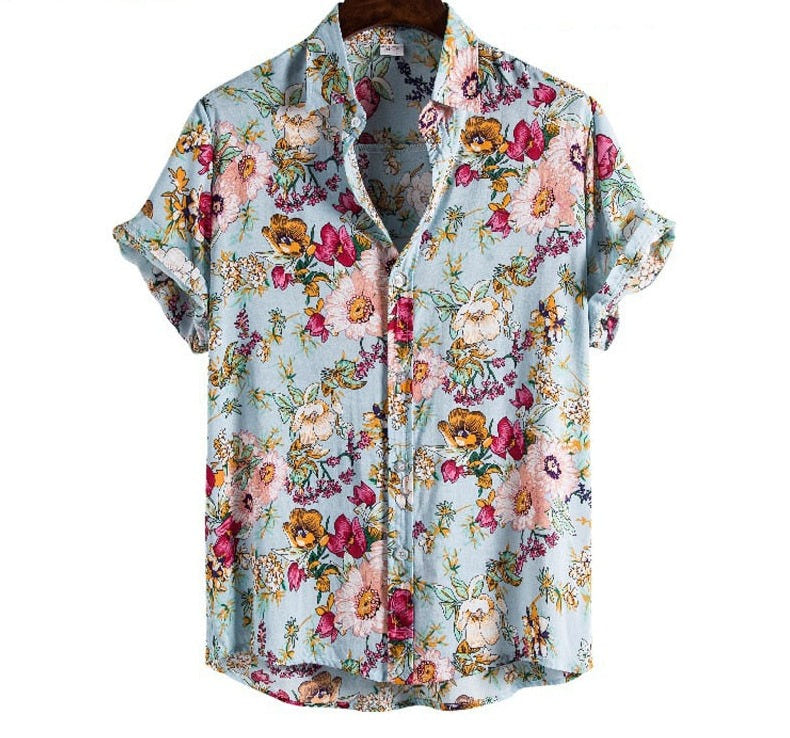 Flamingo Floral Shirt 1982, 80s tropical floral short sleeve shirt, view 3