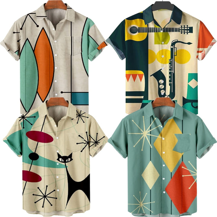 Abstract Pattern Shirt 1983, 80s abstract print short sleeve shirt, view 11
