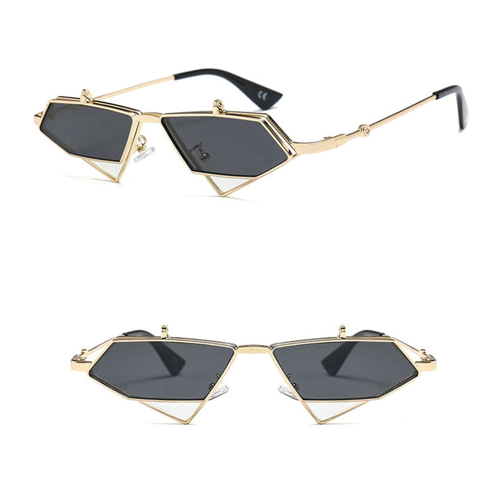 Gold Steampunk Flip up Sunglasses - New Retro Streetwear Newretro.Net