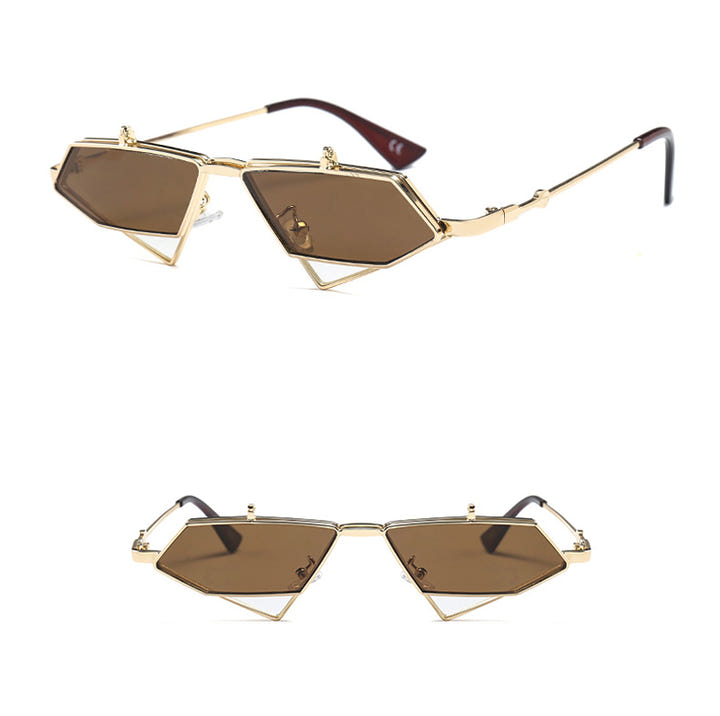 Gold Steampunk Flip up Sunglasses - New Retro Streetwear Newretro.Net