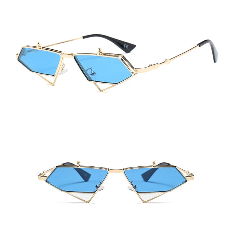 Gold Steampunk Flip up Sunglasses - New Retro Streetwear Newretro.Net