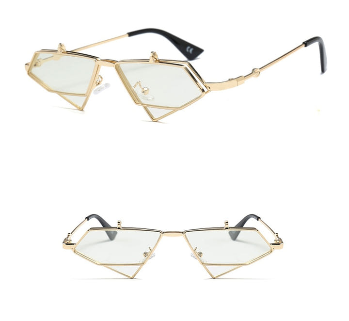 Gold Steampunk Flip up Sunglasses - New Retro Streetwear Newretro.Net