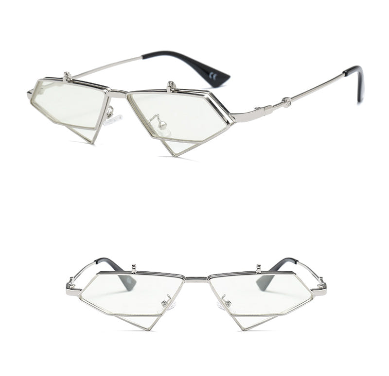 Gold Steampunk Flip up Sunglasses - New Retro Streetwear Newretro.Net