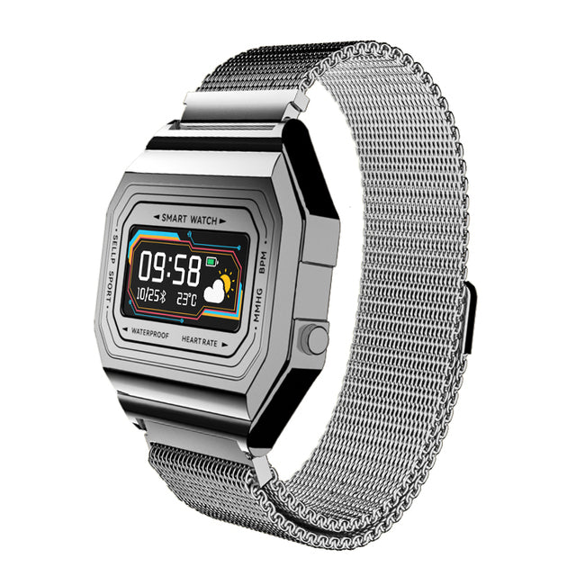 Retro-Looking Smart Watch 1983 Silver - Newretro.Net