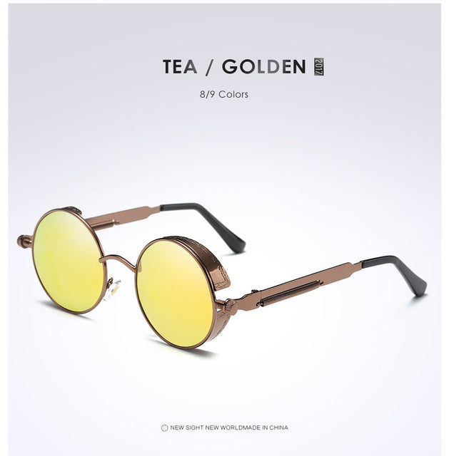 Gold Metal Polarized Gothic Steampunk Sunglasses - New Retro Streetwear Newretro.Net