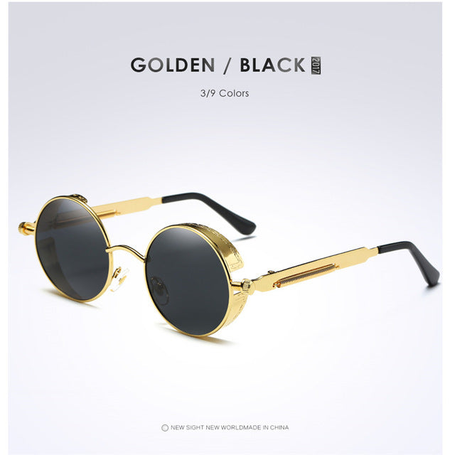 Gold Metal Polarized Gothic Steampunk Sunglasses - New Retro Streetwear Newretro.Net