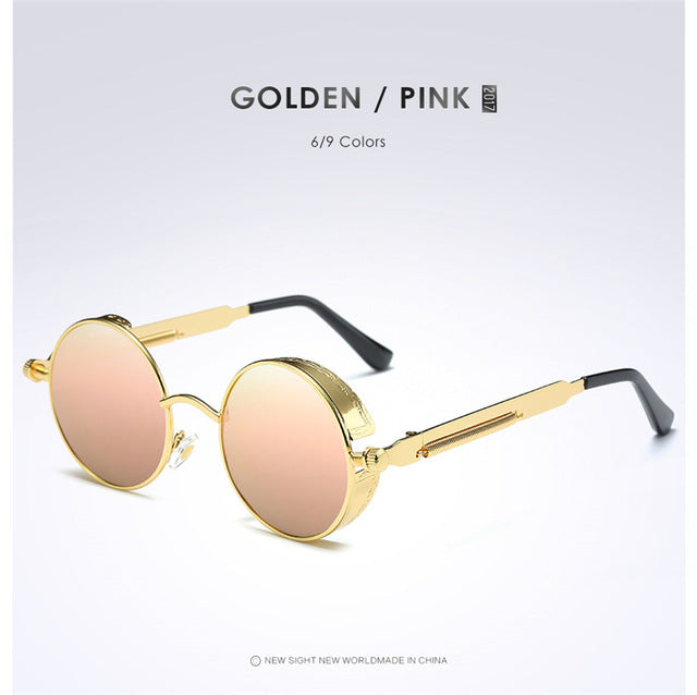 Gold Metal Polarized Gothic Steampunk Sunglasses - New Retro Streetwear Newretro.Net