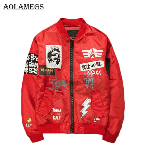 Streetwear Bomber New Retro Jacket Air Force Red Green Patch Style Buy ...