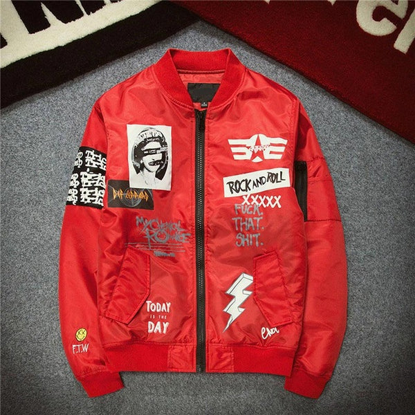 Streetwear Bomber New Retro Jacket Air Force Red Green Patch Style Buy ...