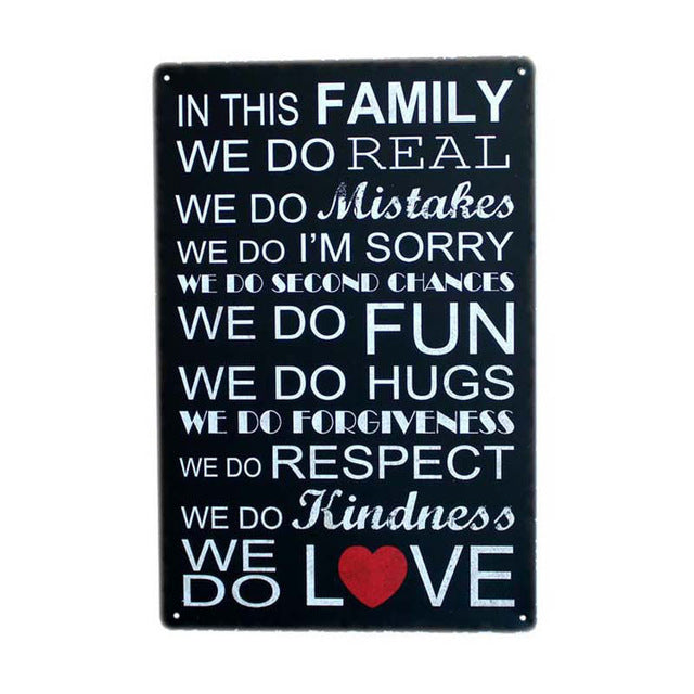 Family Rules Tin Sign - New Retro Streetwear Newretro.Net