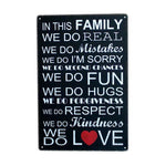 Family Rules Tin Sign - New Retro Streetwear Newretro.Net