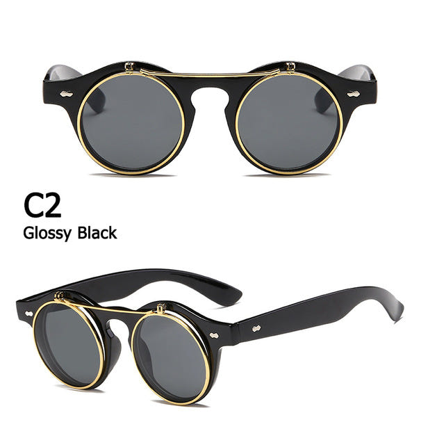 Fashion Vintage Round Retro SteamPunk Sunglasses - New Retro Streetwear Newretro.Net