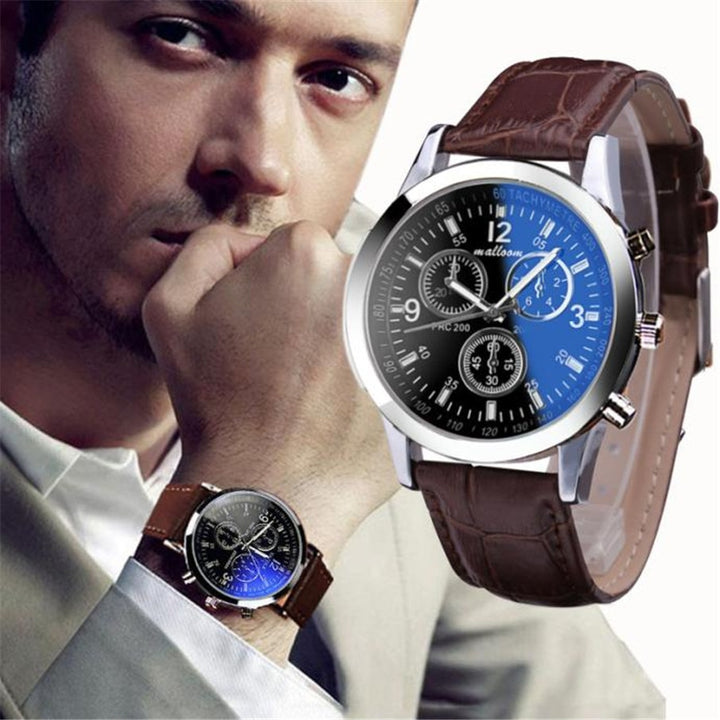 Faux Leather Blue Ray Analog Watch - New Retro Streetwear Newretro.Net